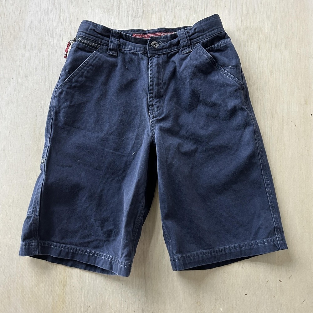 Y2K Old Navy Cargo Shorts Womens 24" Blue Twill Flat‎ Front Utility Casual